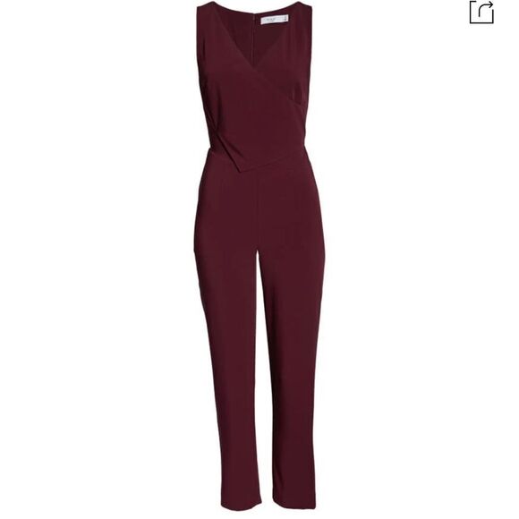 Burgundy jumpsuit ALI & Jay Slim Leg Asymmetrical Jumpsuit Small NWT Retail $138 - Picture 5 of 9